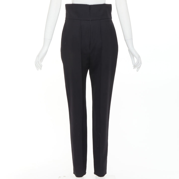 ALEXANDRE VAUTHIER black high waist pleated zip hem harem pants FR40 L