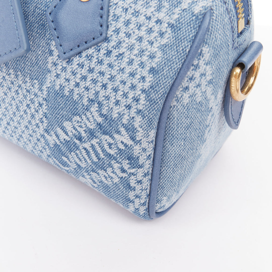LOUIS VUITTON 2024 Speedy 18 Bandouliere blue denim Damier jacquard mini bag