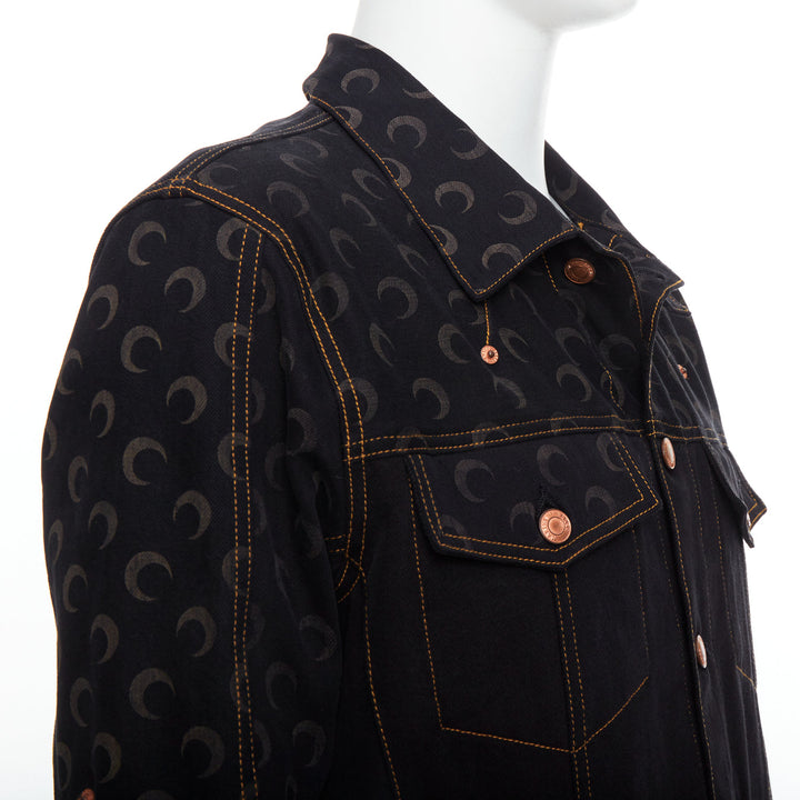 MARINE SERRE WHITE LINE Crescent Moon  black denim print  jacket FR48 M