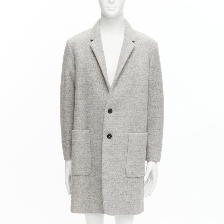 JIL SANDER grey virgin wool mohair alpaca blend minimalist coat IT48 M