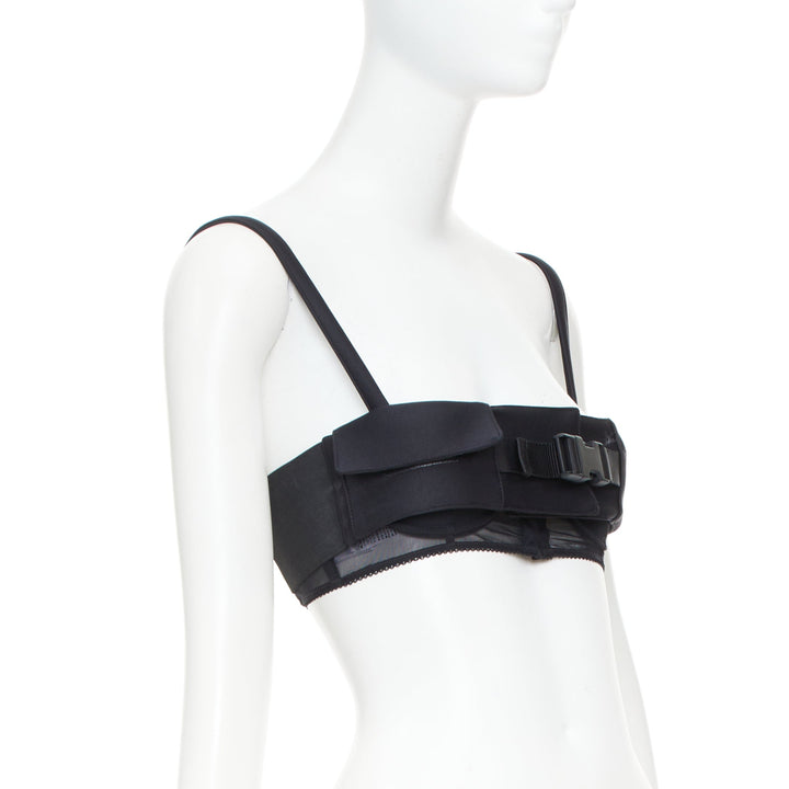MIU MIU 2023 Runway Radzimir utility buckle pocket bralette top black IT38 XS