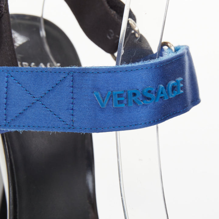 VERSACE 2016 Runway technical satin block heel lug platform sandals EU37 US7