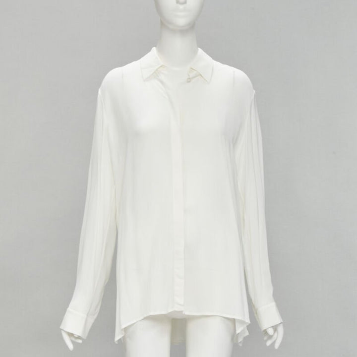 THE ROW 100% viscose white relaxed fit pleated back minimalist shirt S