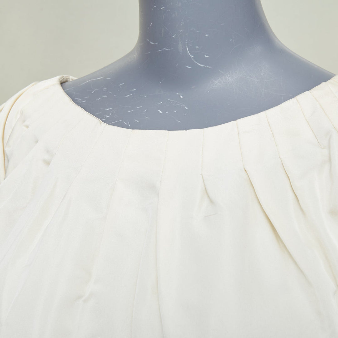 GIAMBATTISTA VALLI Bridal ruffle trim layered sleeve ivory shift dress IT40 XXS