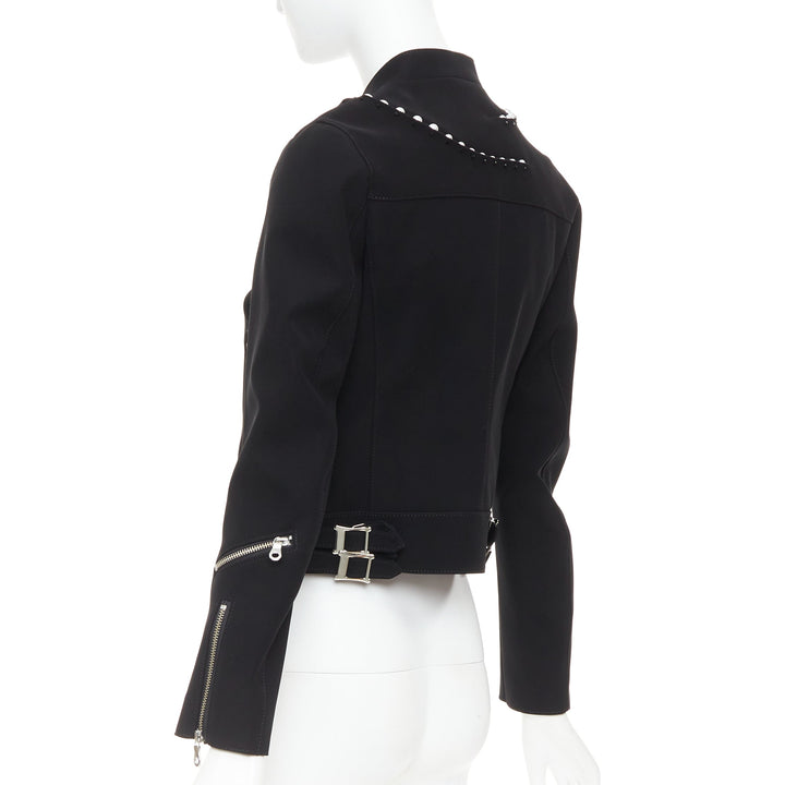 NOIR KEI NINOMIYA 2015 matte black beaded pearl biker jacket S