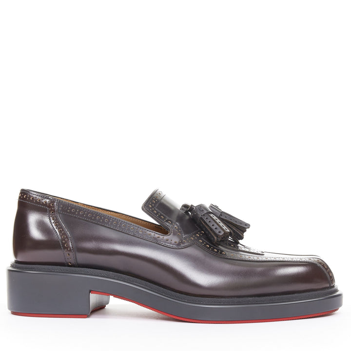 CHRISTIAN LOUBOUTIN Daniloumoc Urban burgundy black leather tassel loafer EU43