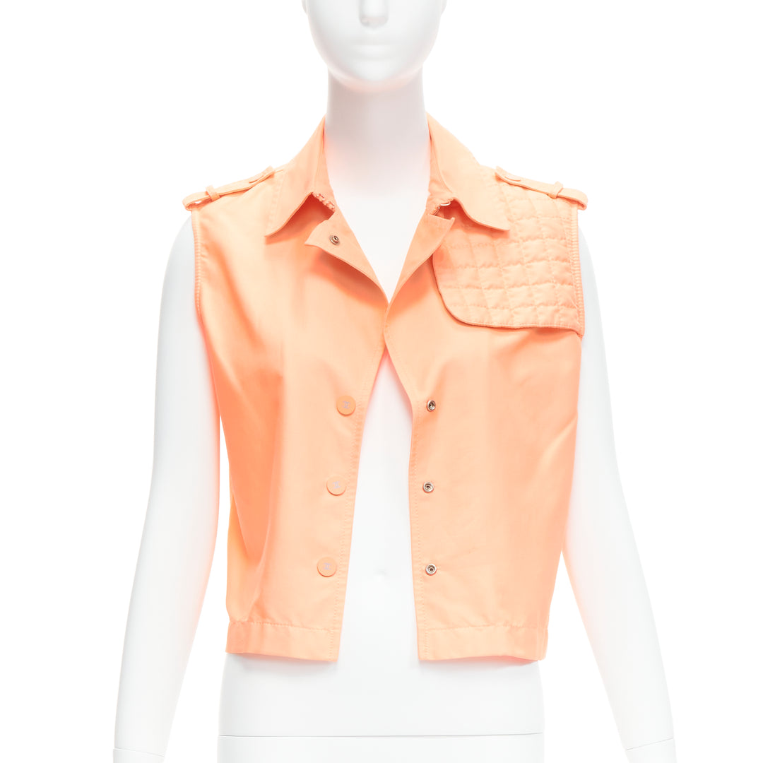 Female mannequin wearing Chanel by Karl Lagerfeld 00T Orange Cotton Women Top in Size FR38 | Available at JHROP