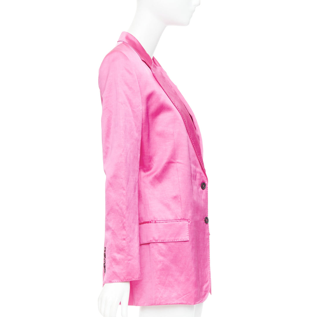 TOM FORD orchid pink satin handstitched lapel oversized blazer jacket IT36 XXS