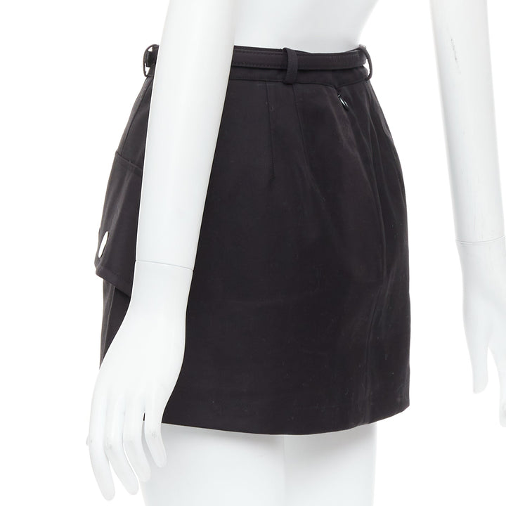 ALEXANDER WANG black silver zip flap utility skort US2 S Sofia Richie