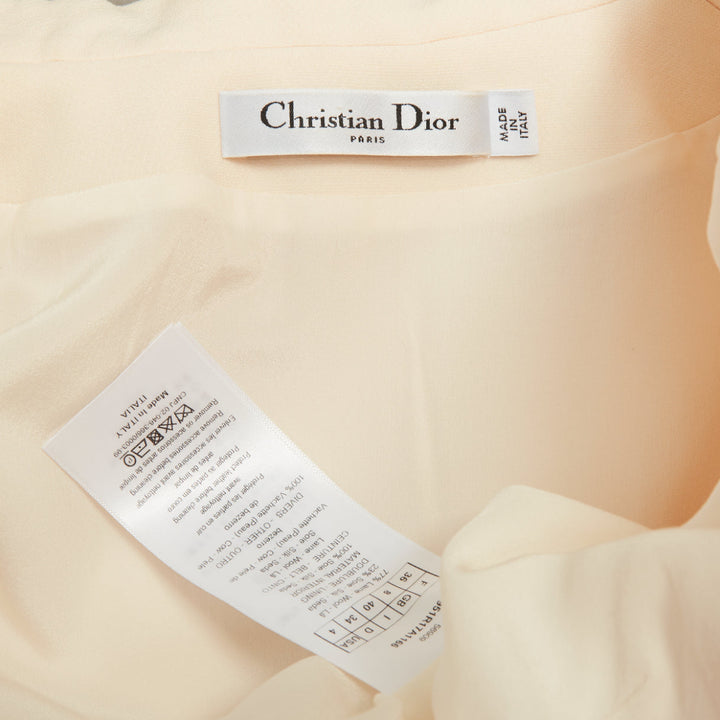 CHRISTIAN DIOR 2019 ivory wool silk zip front belted flared mini dress FR36 S