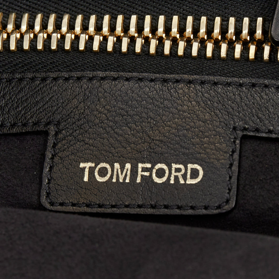 TOM FORD 2014 Jennifer oversized chunky gold zip black leather hobo bag pouch