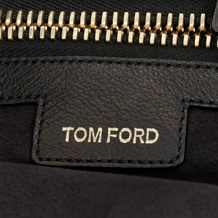 TOM FORD 2014 Jennifer oversized chunky gold zip black leather hobo bag pouch