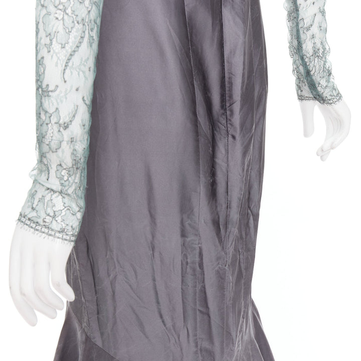 rare GUY LAROCHE COUTURE 2006 Vintage Runway lace mermaid gown dress IT38 XS