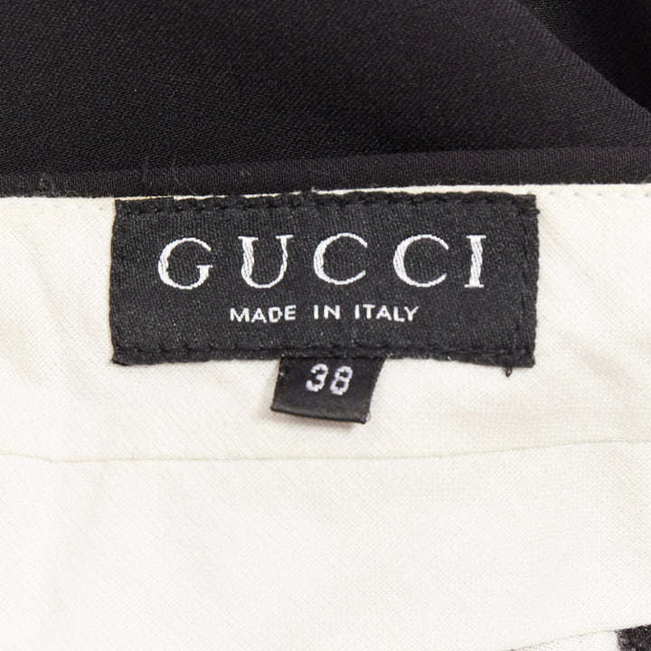 GUCCI Tom Ford black wooly curved pocket high waist flare trousers IT38 XS