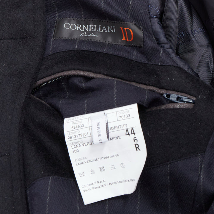 CORNELIANI black extrafine virgin wool layered collar coat IT44 XS