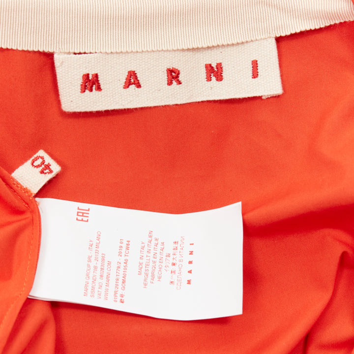 MARNI tangerine orange cotton asymmetric drape pencil midi skirt IT40 S