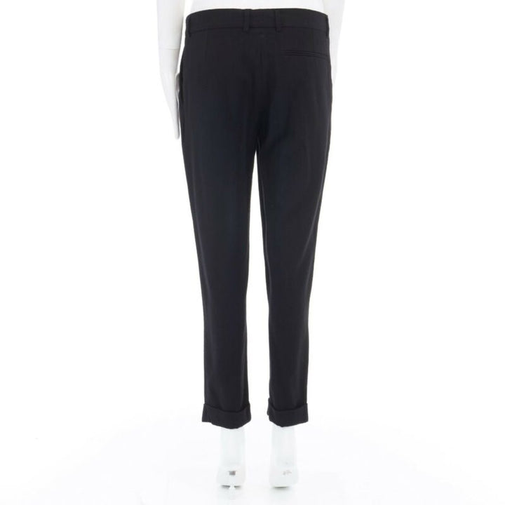 HAIDER ACKERMANN black fleece wool slim leg casual trousers pants FR36 32"