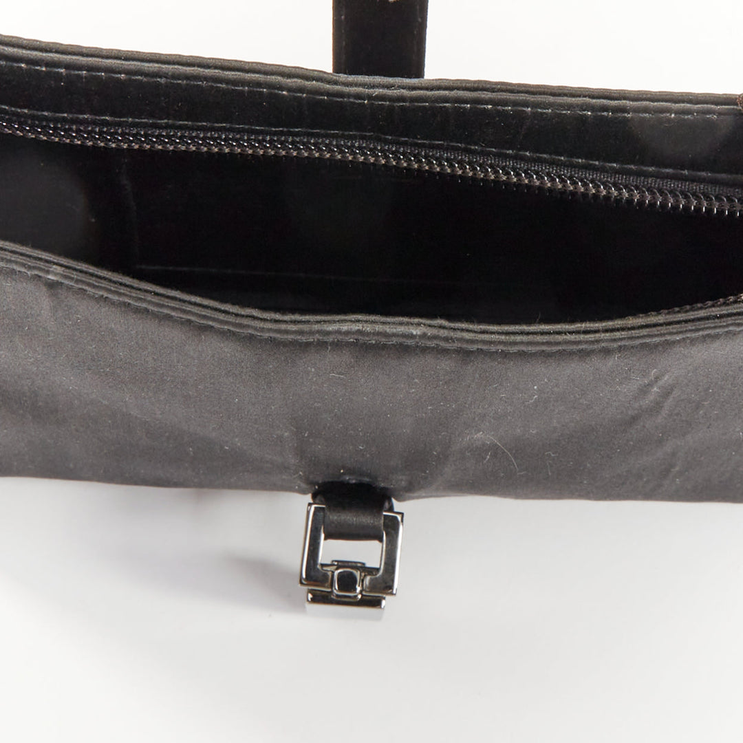 GUCCI Vintage Mini Jackie black satin silver piston lock evening shoulder bag