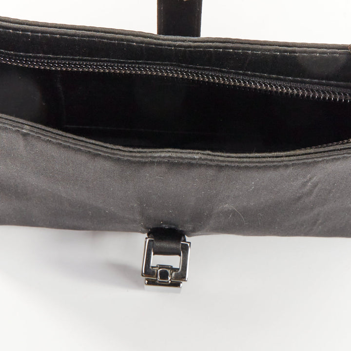 GUCCI Vintage Mini Jackie black satin silver piston lock evening shoulder bag