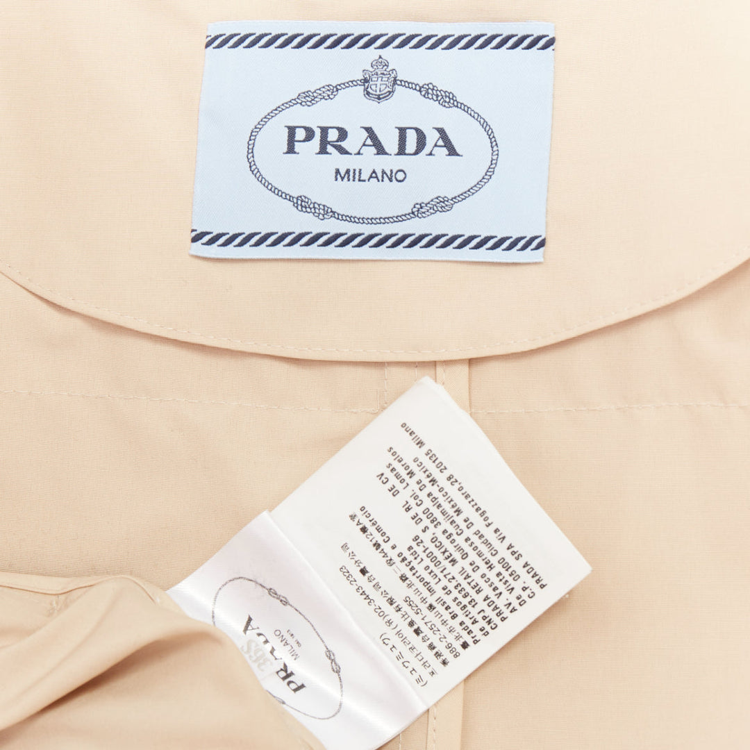 PRADA 2019 beige cotton pinstriped lined raglan sleeves trench coat IT36 XXS