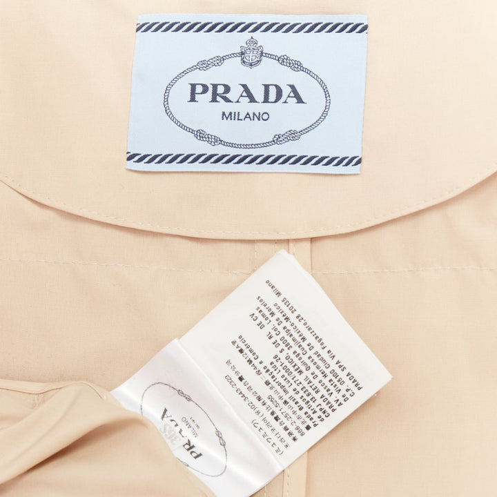 PRADA 2019 beige cotton pinstriped lined raglan sleeves trench coat IT36 XXS
