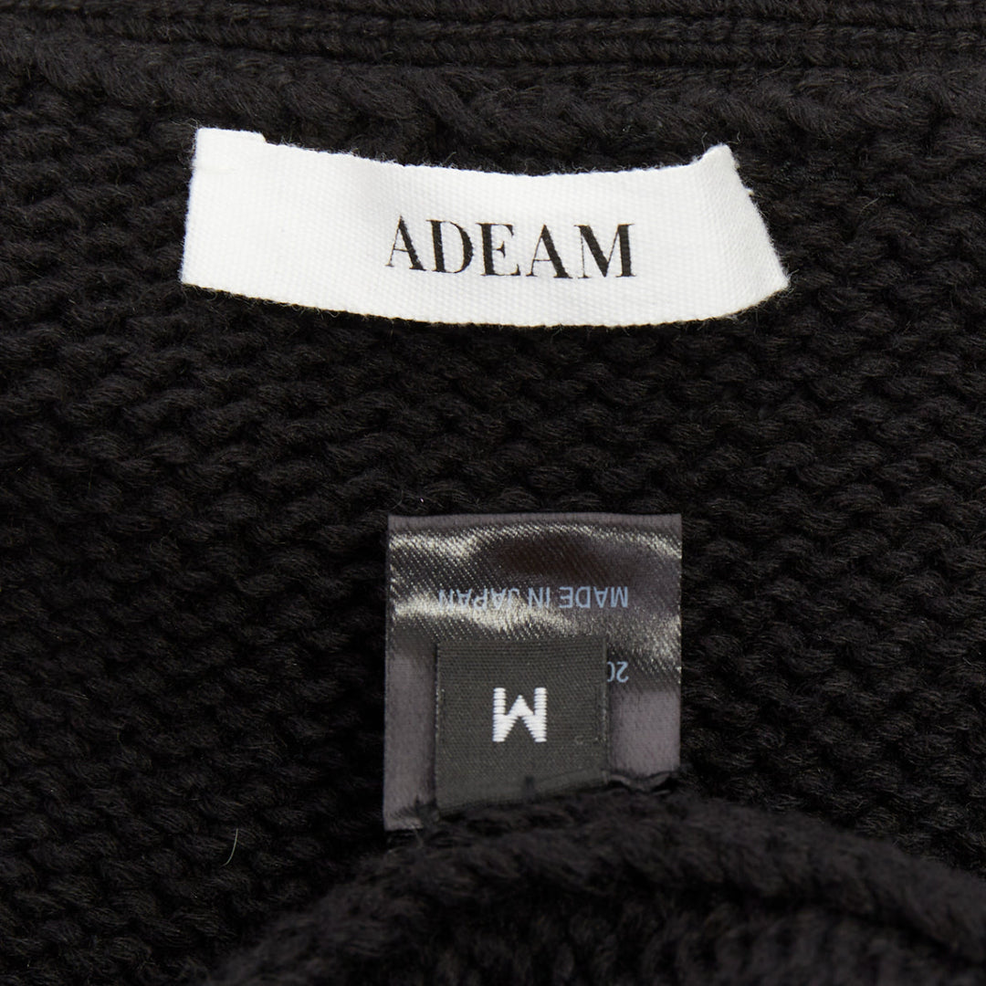 ADEAM off shoulder multi ribbon tie cotton cashmere black wrap sweater top M