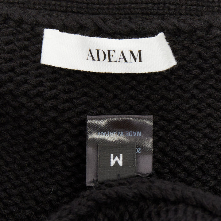 ADEAM off shoulder multi ribbon tie cotton cashmere black wrap sweater top M