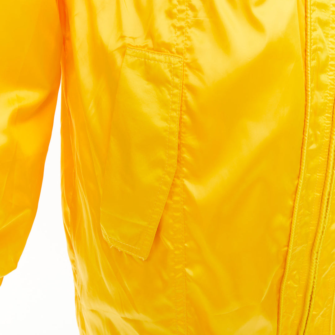 MONCLER sunshine yellow nylon patch logo technical packable rain parka XL