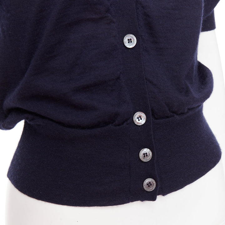 VIKTOR & ROLF navy cashmere silk ruffle sleeves cardigan sweater S