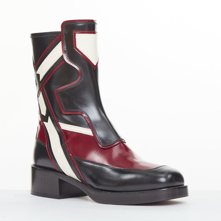 CHRISTIAN DIOR 2018 Runway Diorally black red white colorblock boots EU36.5