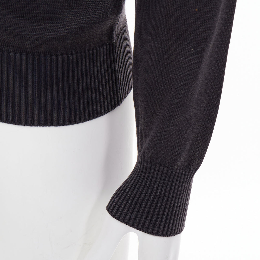 PRADA 2012 cotton full zip mock neck knit cardigan washed effect sweater IT48 M