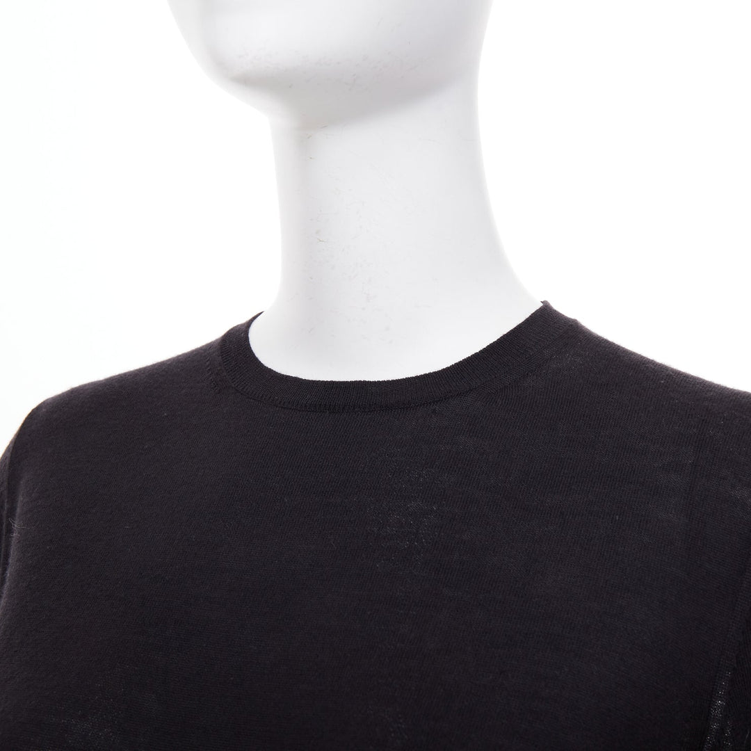 STELLA MCCARTNEY black virgin wool silk long sleeve crew neck sweater IT 34 XXS