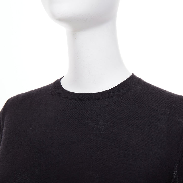 STELLA MCCARTNEY black virgin wool silk long sleeve crew neck sweater IT 34 XXS
