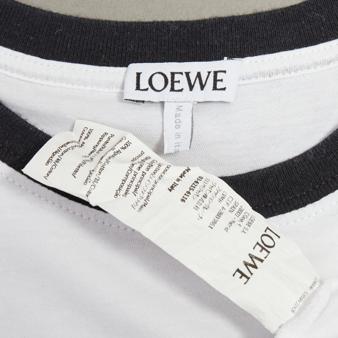 LOEWE 2024 white black Anagram embroidered slim-fit ringer tshirt S