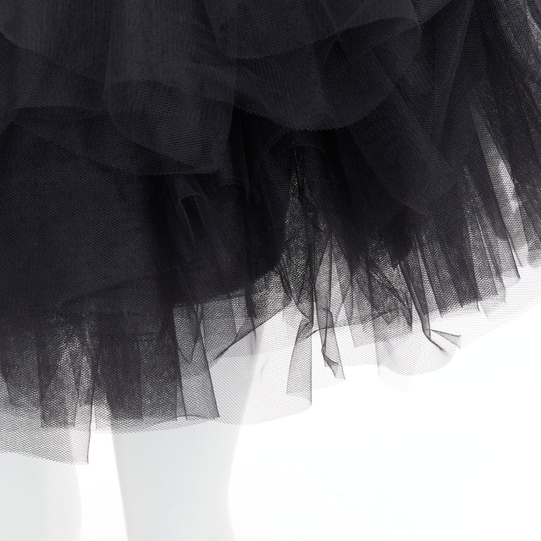 ALEXANDRE VAUTHIER black sequin sweetheart ballerina tulle skirt mini dress