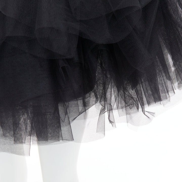 ALEXANDRE VAUTHIER black sequin sweetheart ballerina tulle skirt mini dress