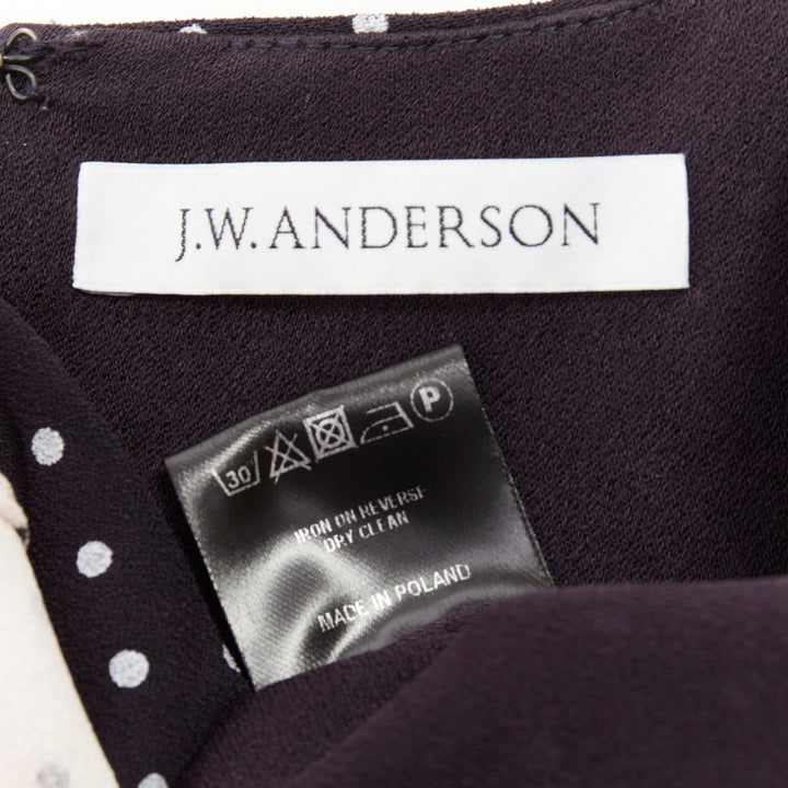 JW ANDERSON navy cream polka dot peplum ruffle asymmetric top UK12 L