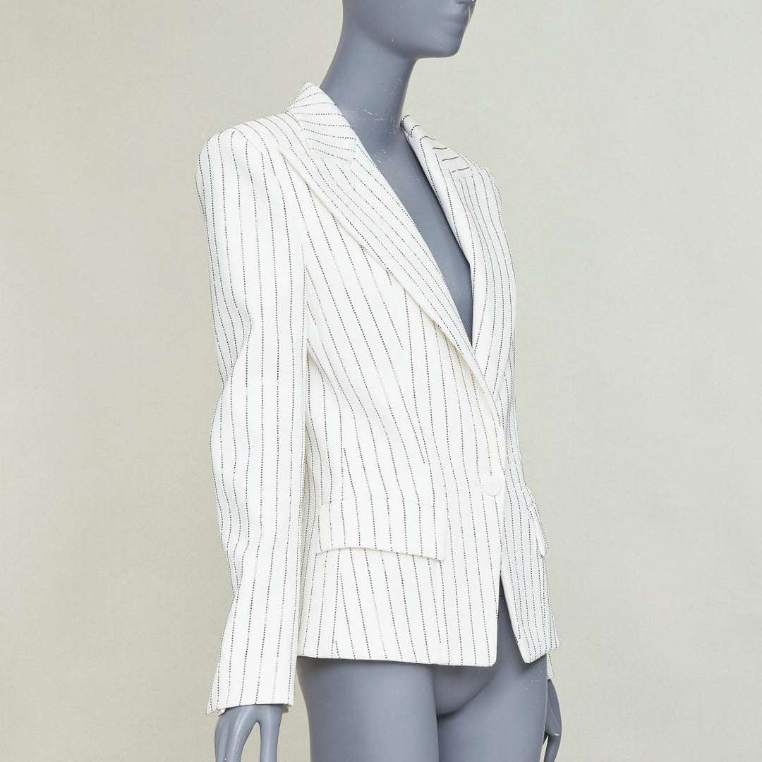 ALEXANDRE VAUTHIER COUTURE SS2020 Runway white gold crystal blazer jacket FR36 S