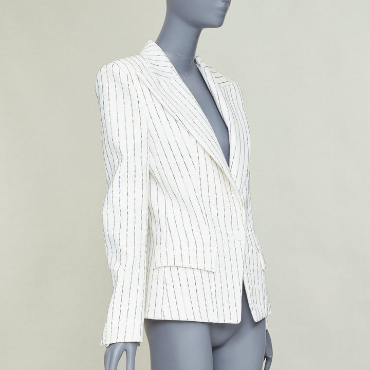 ALEXANDRE VAUTHIER COUTURE SS2020 Runway white gold crystal blazer jacket FR36 S