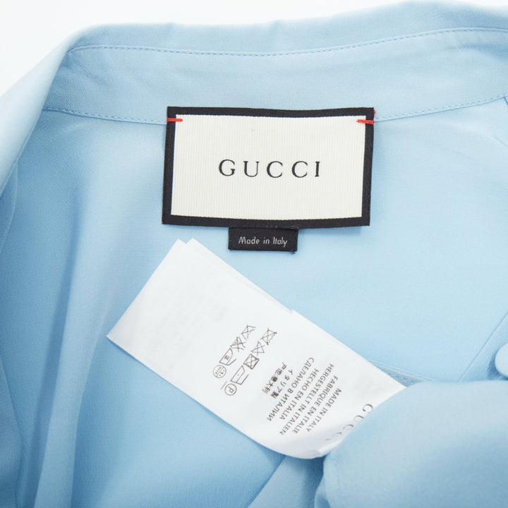 GUCCI 2015 light blue fluid button up long sleeve casual blouse shirt IT40 S