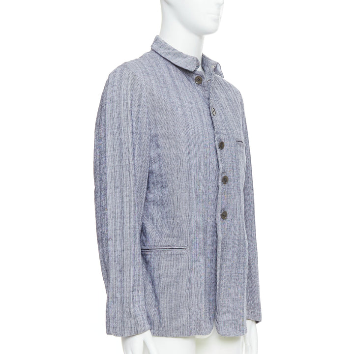 YOHJI YAMAMOTO Y's washed blue cotton drawstring waist blazer jacket JP3 L