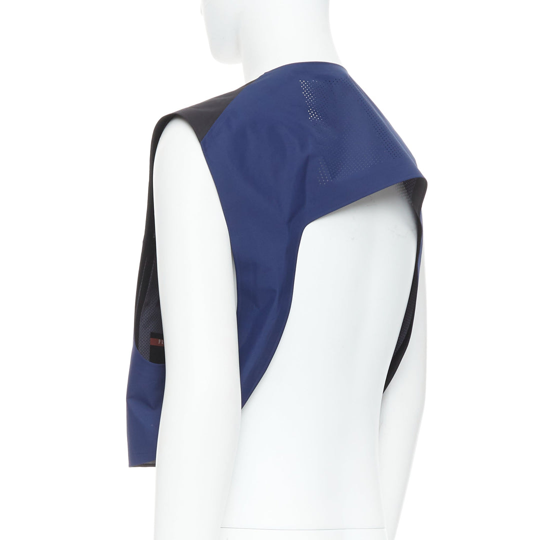 PRADA Linea Rossa SGB592 Extreme Tex navy utility pocket cropped vest M