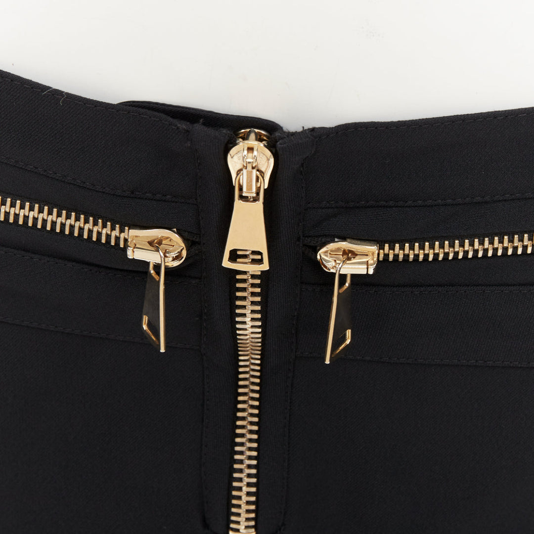 GIVENCHY black gold zip skirt layered flare pants trousers bottom FR36 S