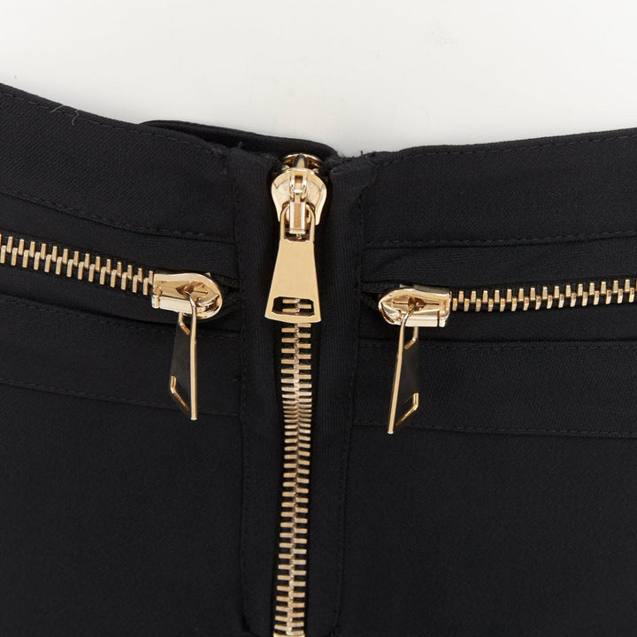 GIVENCHY black gold zip skirt layered flare pants trousers bottom FR36 S