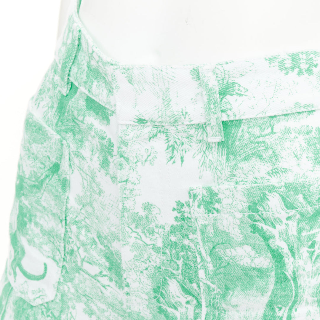 DIOR 2024 Dioriviera mint green Toile de Jouy Sauvage denim shorts FR34 XS