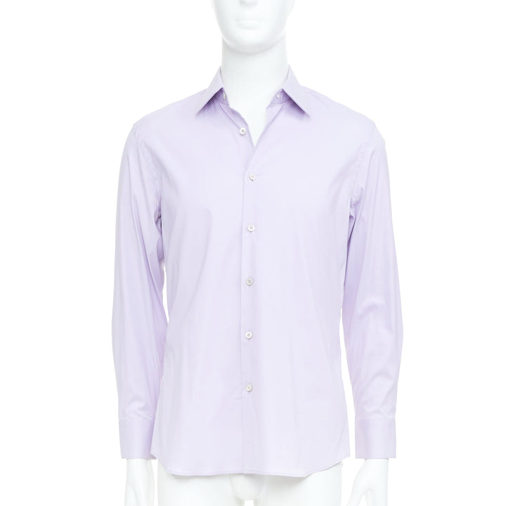 PRADA 2015 lilac purple cotton blend long sleeve button dress shirt EU39 M
