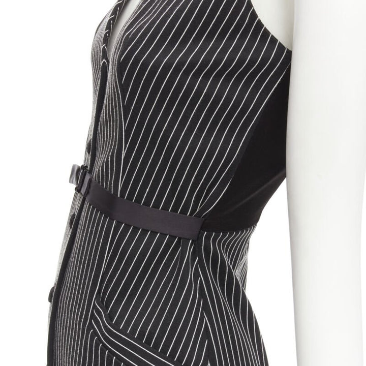 DIANE VON FURSTENBERG Gilet Dress black white vertical pinstripes dress US0 XS