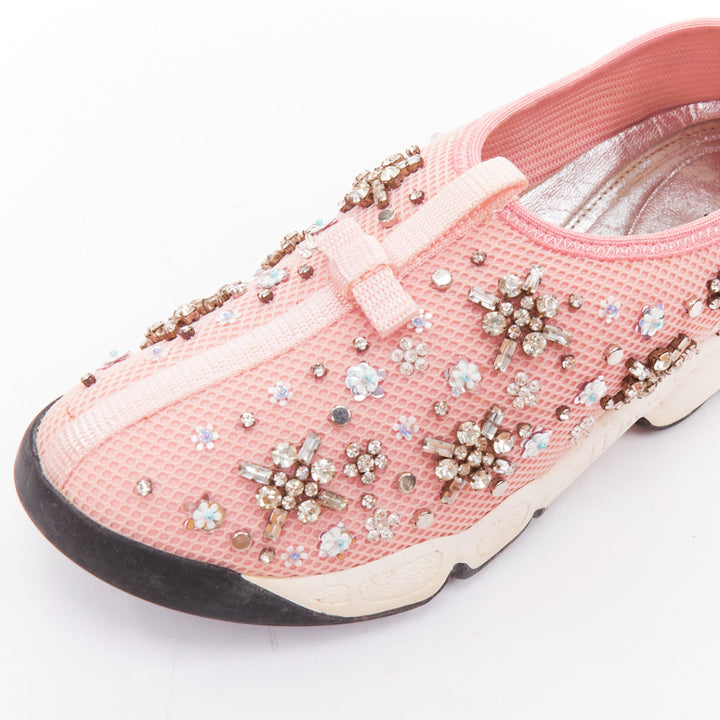 CHRISTIAN DIOR Raf Simons 2019 Fushion pink embellished dad sneakers EU35.5