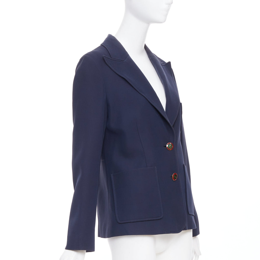 GUCCI NY Yankees 2018 Alessandro Michele navy wool silk blazer jacket IT42 M