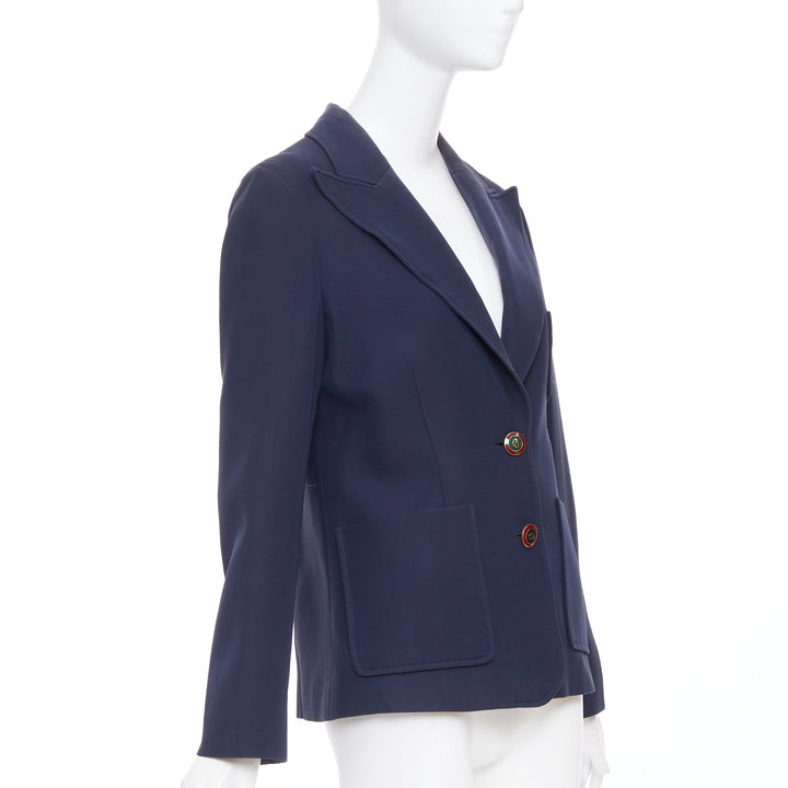 GUCCI NY Yankees 2018 Alessandro Michele navy wool silk blazer jacket IT42 M